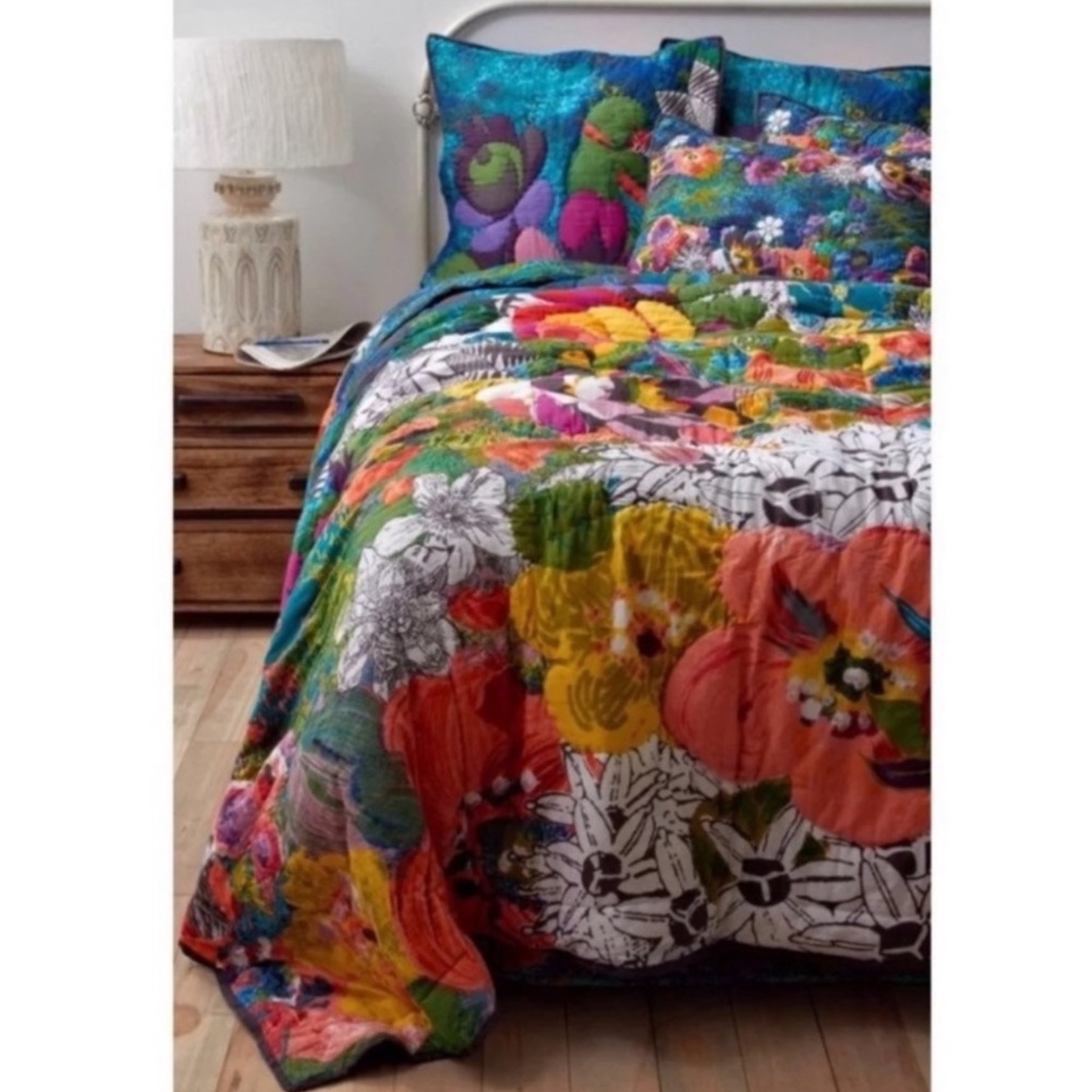 🔥 RARE Anthropologie Watercolor Quilt and Sham